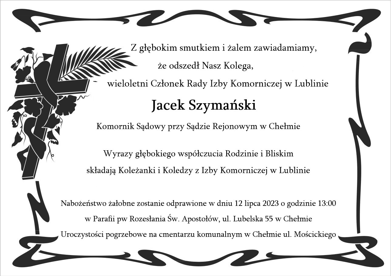 kondolencje Jacek Szymański II