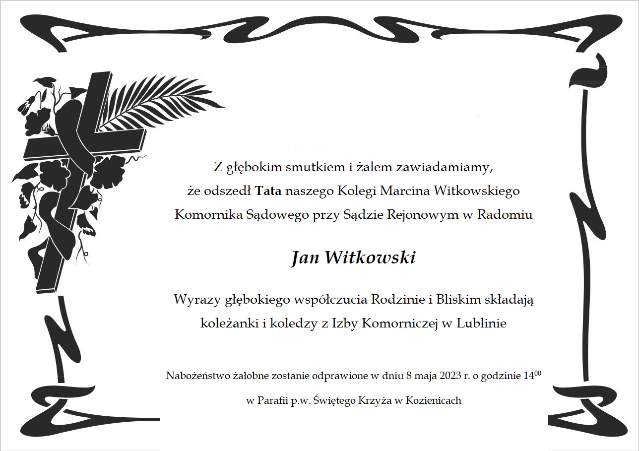 kondolencje Jan Witkowski